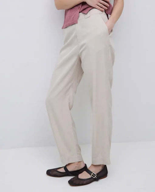 YERSE Pantalones rectos tencel beige New