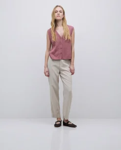 YERSE Pantalones rectos tencel beige New
