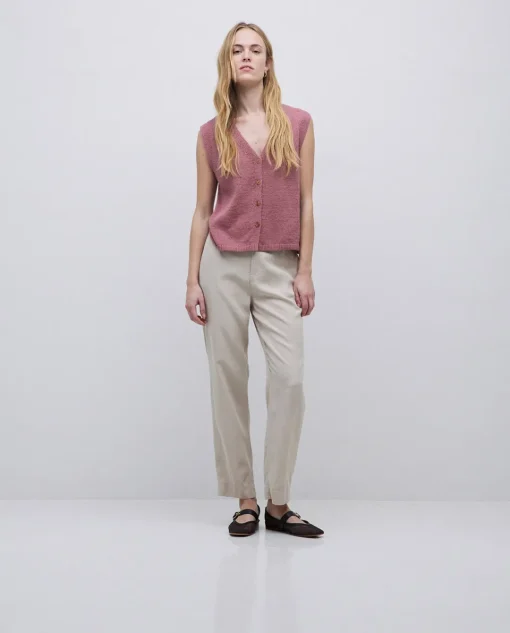 YERSE Pantalones rectos tencel beige New