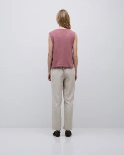 YERSE Pantalones rectos tencel beige New