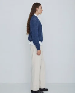 YERSE Pantalones sarga de algodón rectos crudo Hot