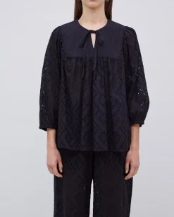 YERSE Pantalones wide leg bordado negro Hot