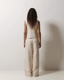 YERSE Pantalones wide leg pinzas crudo Outlet