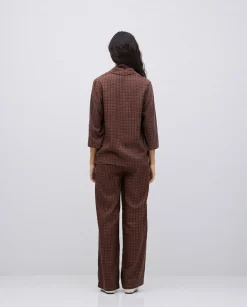 YERSE Pantalones wide leg tencel marrón Hot