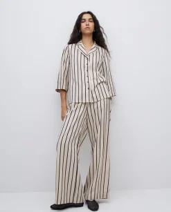 YERSE Pantalones wide leg tencel crudo Clearance