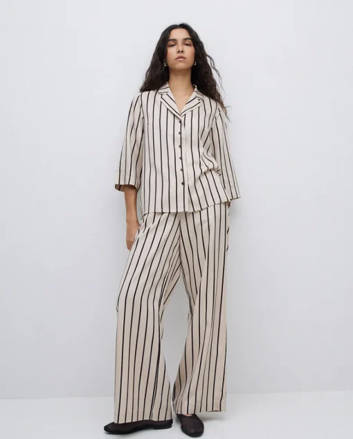 YERSE Pantalones wide leg tencel crudo Clearance