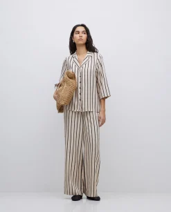 YERSE Pantalones wide leg tencel crudo Clearance