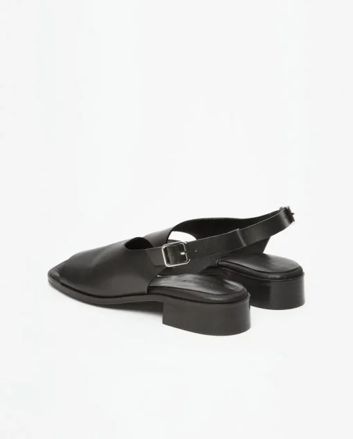 YERSE Sandalias cuero tacón negro Discount