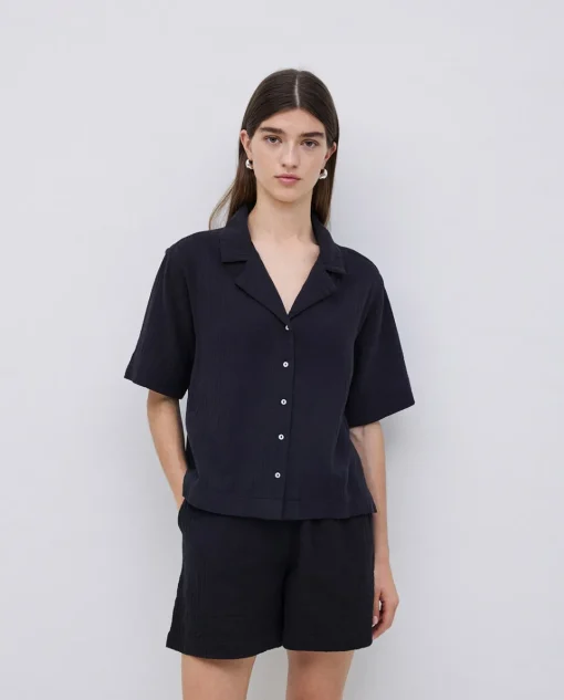 YERSE Short muselina negro Outlet