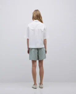 YERSE Short popelín rayas verde Clearance