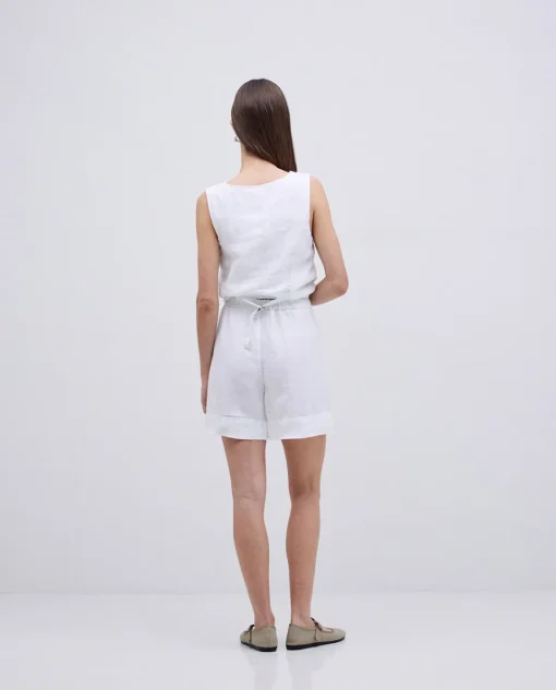 YERSE Shorts 100% lino blanco Discount