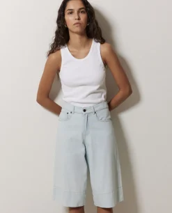 YERSE Top canalé 100% algodón orgánico blanco Hot