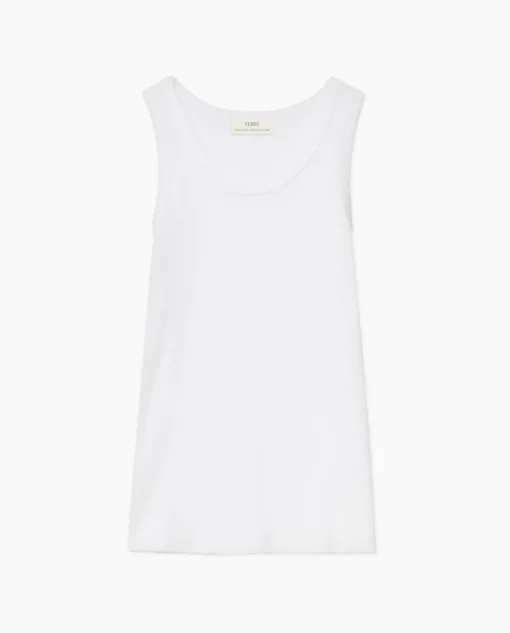 YERSE Top canalé 100% algodón orgánico blanco Hot