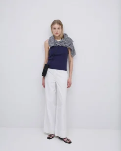 YERSE Top contraste en vivos azul oscuro Online