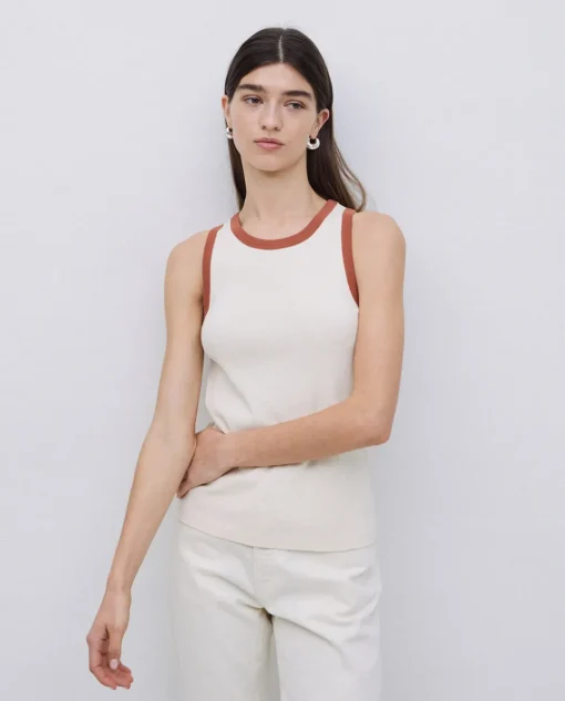 YERSE Top contraste en vivos crudo Sale