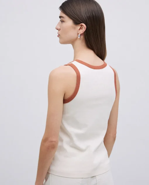 YERSE Top contraste en vivos crudo Sale