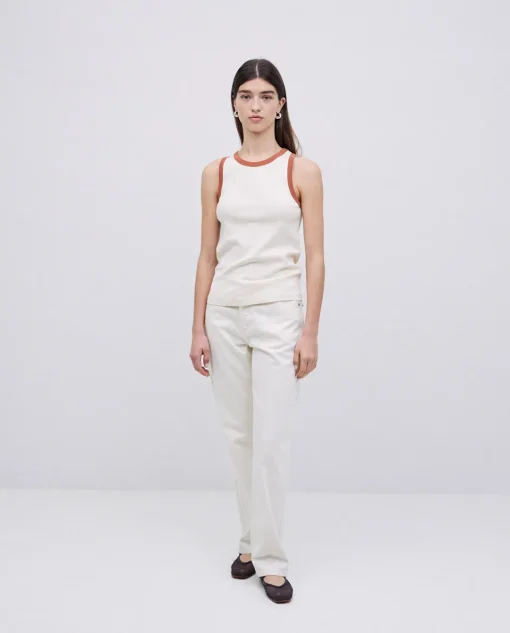 YERSE Top contraste en vivos crudo Sale