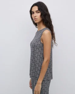 YERSE Top geométrico negro Outlet