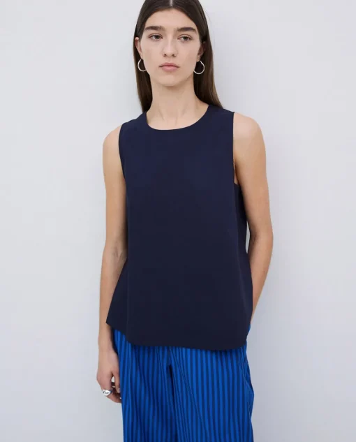YERSE Top popelín azul oscuro Fashion