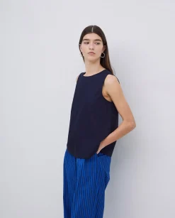 YERSE Top popelín azul oscuro Fashion