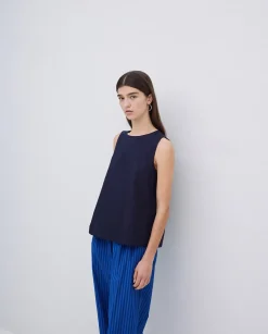 YERSE Top popelín azul oscuro Fashion