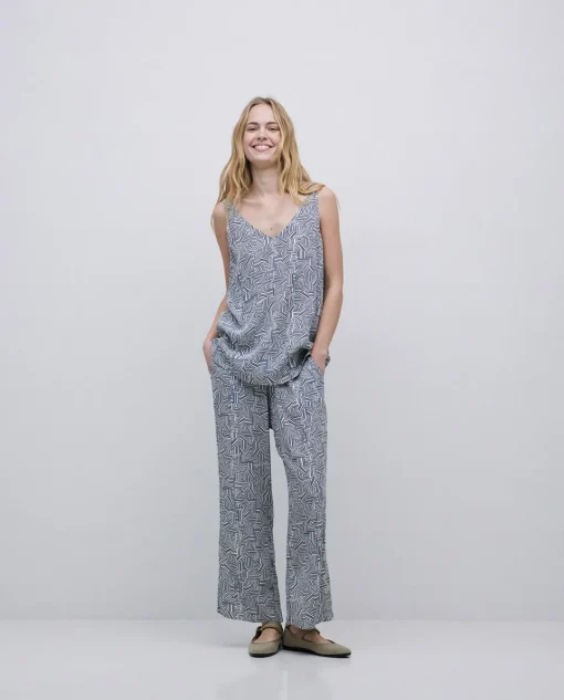 YERSE Top tirantes geométrico azul Fashion
