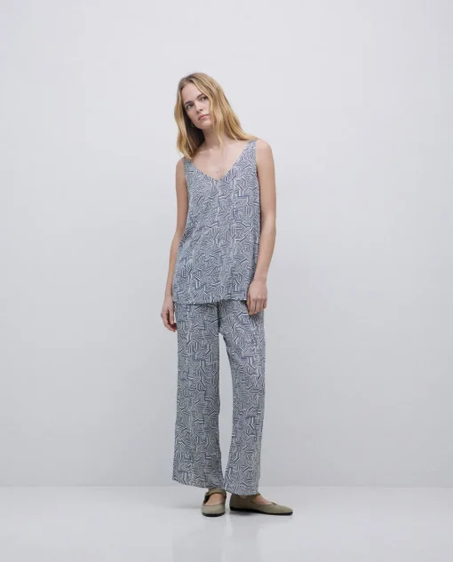 YERSE Top tirantes geométrico azul Fashion