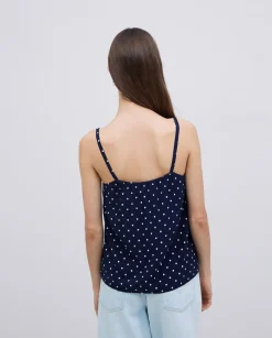 YERSE Top tirantes viscosa lunares azul oscuro Outlet