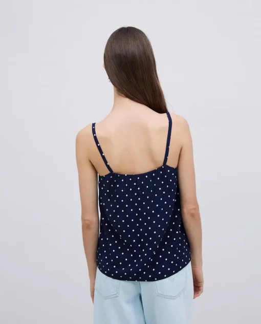 YERSE Top tirantes viscosa lunares azul oscuro Outlet