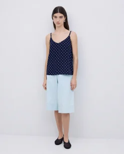 YERSE Top tirantes viscosa lunares azul oscuro Outlet