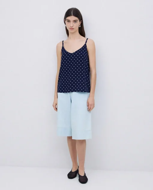 YERSE Top tirantes viscosa lunares azul oscuro Outlet