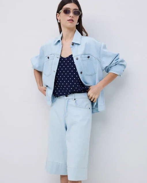 YERSE Top tirantes viscosa lunares azul oscuro Outlet
