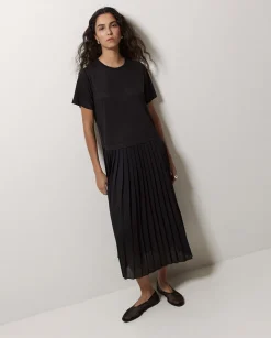 YERSE Vestido evasé falda plisada negro Best