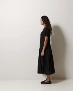 YERSE Vestido evasé falda plisada negro Best