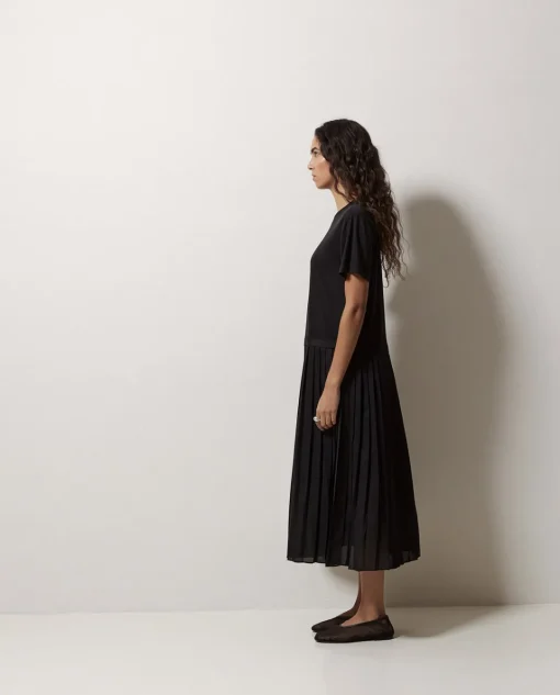 YERSE Vestido evasé falda plisada negro Best