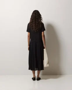 YERSE Vestido evasé falda plisada negro Best