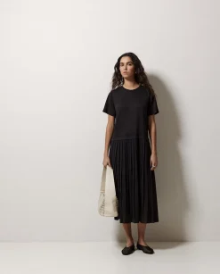 YERSE Vestido evasé falda plisada negro Best