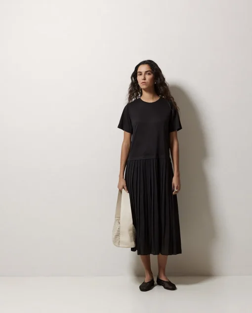 YERSE Vestido evasé falda plisada negro Best