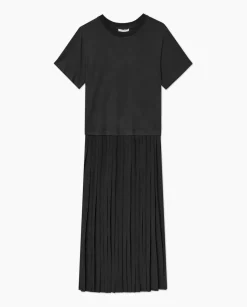 YERSE Vestido evasé falda plisada negro Best