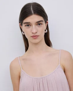 YERSE Vestido largo doble gasa rosa pálido Online