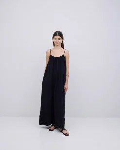 YERSE Vestido largo doble gasa negro Best