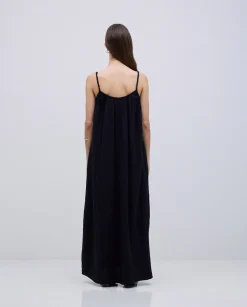 YERSE Vestido largo doble gasa negro Best