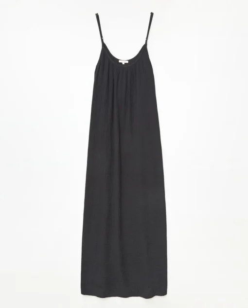 YERSE Vestido largo doble gasa negro Best