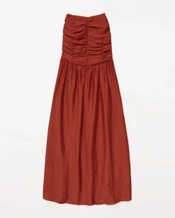 YERSE Vestido largo drapeado terracota Fashion