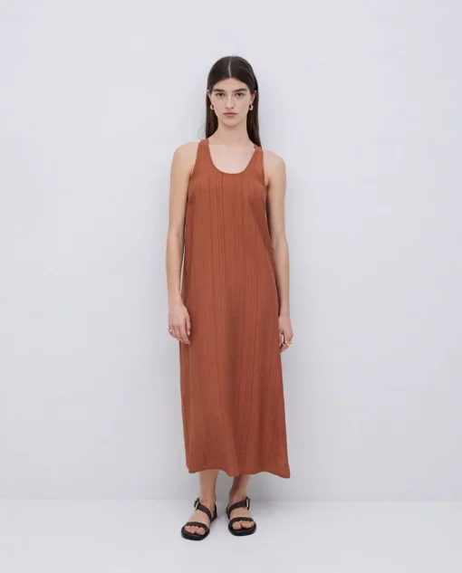YERSE Vestido largo sin mangas terracota Fashion