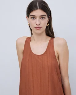 YERSE Vestido largo sin mangas terracota Fashion