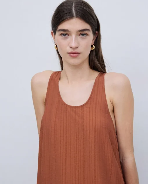 YERSE Vestido largo sin mangas terracota Fashion