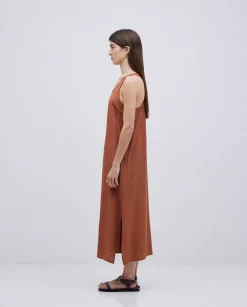 YERSE Vestido largo sin mangas terracota Fashion