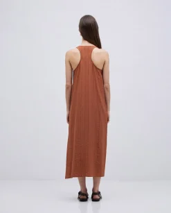 YERSE Vestido largo sin mangas terracota Fashion
