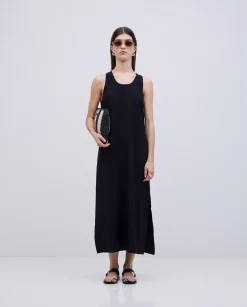 YERSE Vestido largo sin mangas negro New